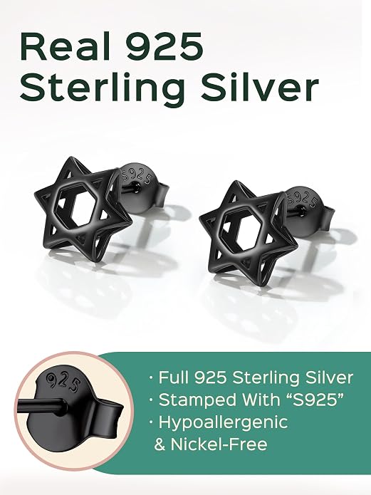 ChicSilver 925 Sterling Silver Earrings Dainty Bar/Circle/Triangle/Star/Ball Stud Earrings for Women with Gift Box, Hypoallergenic Earrings for Sensitive Ears