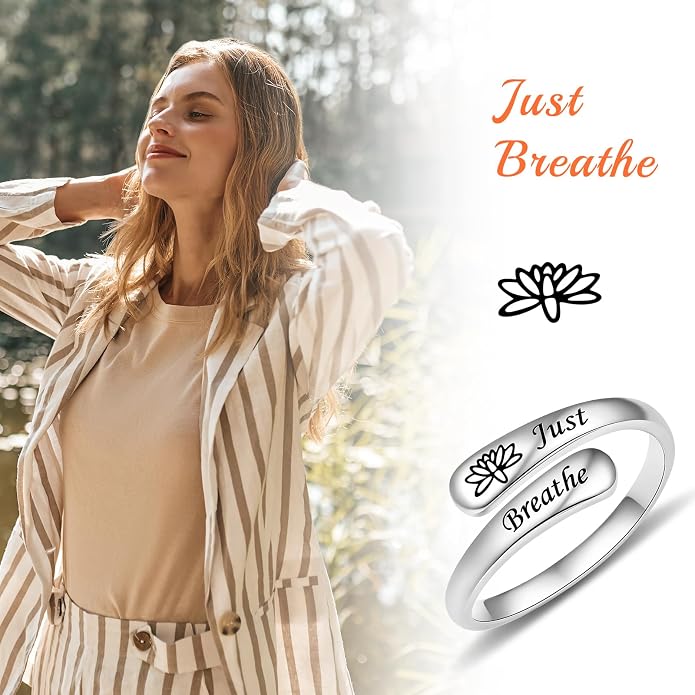 Fookduoduo 925 Sterling Silver Ring Inspirational Jewelry adjustable Wrap Open Rings for Women