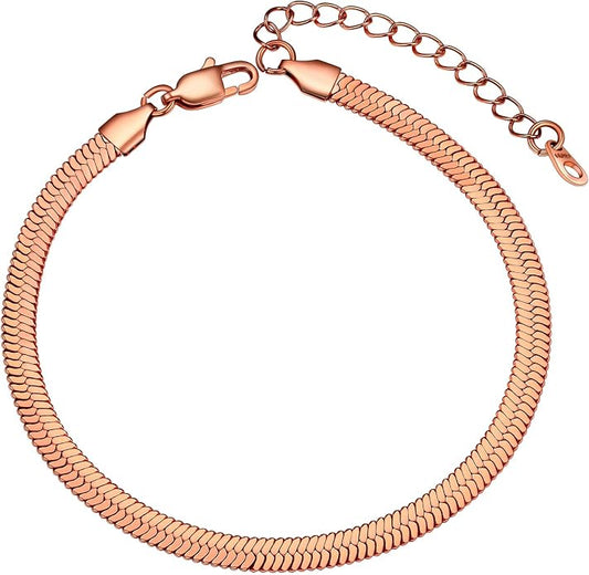 GoldChic Adjustbale Link Chain Anklet for Women Summer Jewelry, 316L Stainless Steel Figaro/Wheat/Twist Rope/Cuban Foot Bracelet-Waterproof, Resizable 9"-12" (Gift Box Included)