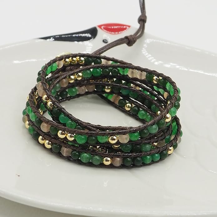 Bracelet for Women – Handmade Vegan Boho Natural Stone Layered Bracelet, Thailand Bohemian Stackable Beaded Wrap Bracelets, Summer Hippie Bracelet Stack, Fashion Jewelry Gifts