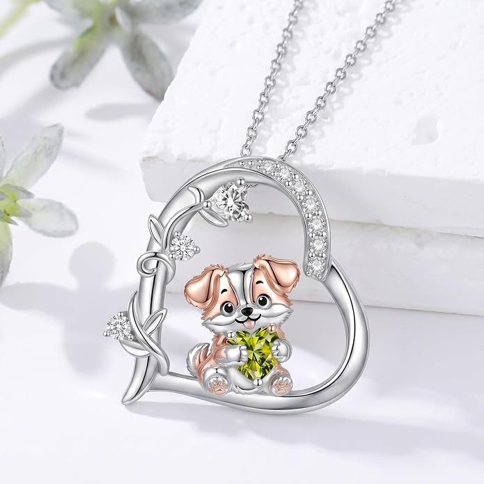 PELOVNY Teddy Bear Necklace for Women 925 Sterling Silver Bear/Highland Cow/Fox/Cat/Axolotl Birthstone Necklace Christmas Birthday Jewelry Gifts for Mom Daughter Wife Sister