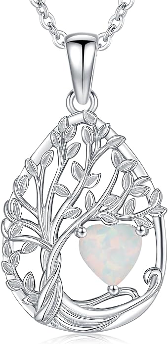 Aniu Tree of Life Necklace for Women, 925 Sterling Silver Mother of Pearl Family Palm Tree Charm Pendant Jewelry for Birthday Christmas Gift