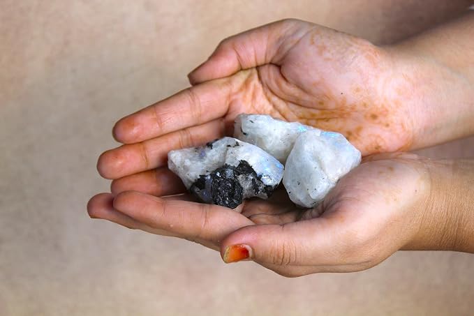 Large 1.25-2.0” Natural Rainbow Moonstone Raw Crystals Stones for Meditation, Chakra, Reiki, Crystal Grid, Energy Work, Wire Wrapping, Tumbling & Spiritual Home Decor