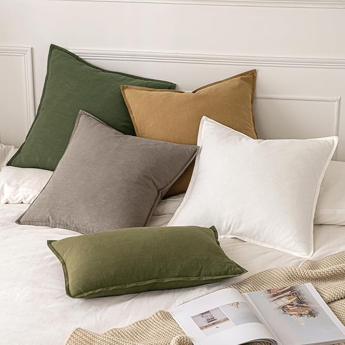 MIULEE Decorative Linen Pillow Covers 20x20 Inch Dune | Boho Farmhouse Fall Autumn Couch Throw Pillows for Bed, Pack of 2 Accent Modern Pillowcases, Sofa Livingroom Home Decor