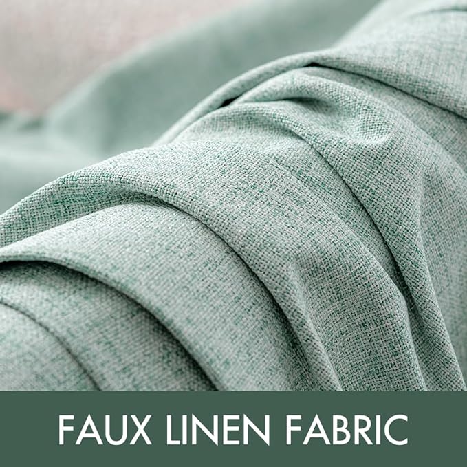 MIULEE Linen Texture Curtains for Bedroom Solid 100% Blackout Thermal Insulated Seafoam Green Curtains Grommet Room Darkening Drapes for Living Room 52x72 Inch (2 Panels)