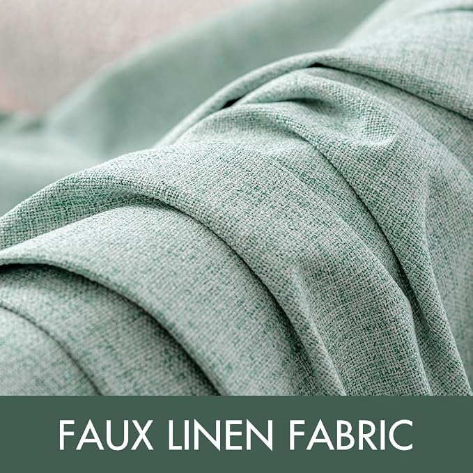 MIULEE Linen Texture Curtains for Bedroom Solid 100% Blackout Thermal Insulated Seafoam Green Curtains Grommet Room Darkening Draperies for Living Room 52x108 Inch (2 Panels)