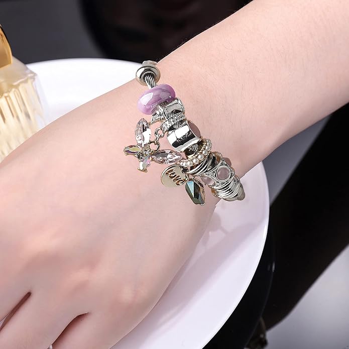 DS Charm Bracelets for girls,exquisite cute cartoon friendship bracelets Silver Stainless Steel Bangle with birthday Gift box, Adjustable girls jewelry Suitable for holiday gifts
