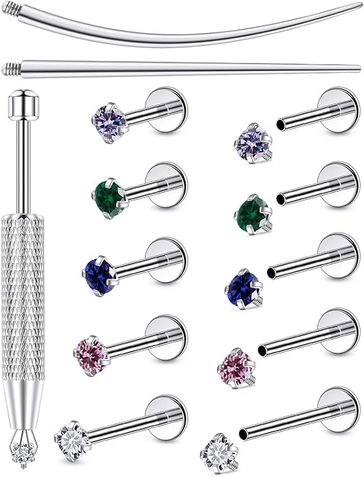F136 Titanium 20/18/16g Internally Threaded Earrings Nose Rings Lip Medusa Studs 6/7/8/10mm Piercing Jewelry for Women Men