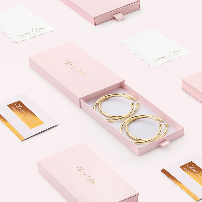 14K Gold-Plated, Lightweight, Open Hoop Earrings For Women