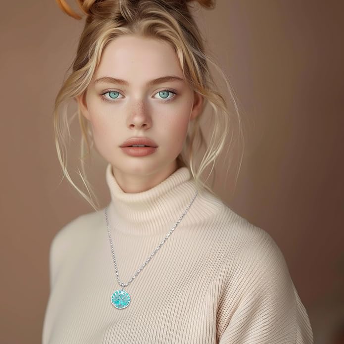 Turquoise Jewelry for Women Men 925 Sterling Silver Pendant Urn Necklaces for Ashes Picture Locket Necklace Thor Hammer Yggdrasil Virgen De Guadalupe St Michael Christopher Judas Witches Knot Necklace