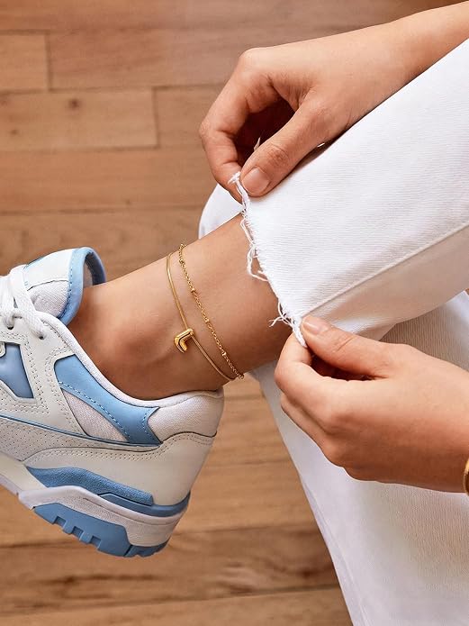ChainsProMax Initial Ankle Bracelets for Women, Waterproof Anklets Bracelet Adjustable Summer Beach Women Foot Jewelry, Stainless Steel/Gold Plated-Send Gift Box/Letter A-Z