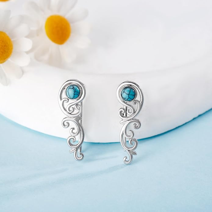 Ear Climbers Earrings for Women Sterling Silver Vintage Ear Crawler Earrings Jewelry Gifts for Women