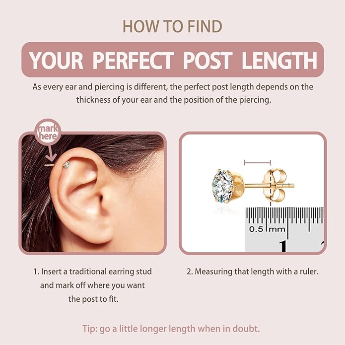 FANSING Cartilage Earring Tragus Stud Trio CZ Stone Flat Back Earring for Helix Conch Threadless Push Pin Labret Stud
