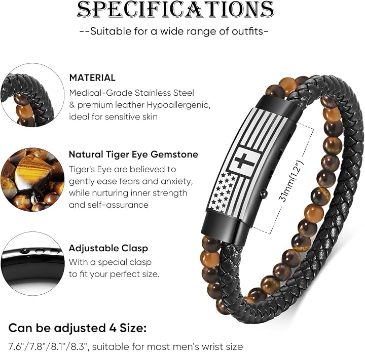 VNOX Men's Inspirational Mantra Engarved Handmade Braided Leather Adjustable Cuff Bangle Bracelet Encouragement Motivational Gift for Men