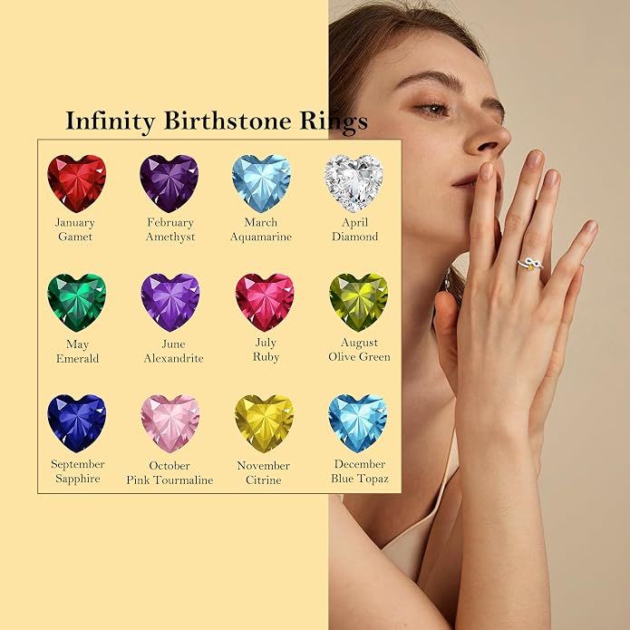 Btysun Mothers Day Gifts, Birthday Gifts for Women Non Tarnish Gold Rings Adjustable 1-12 Birthstone Rings Birthday Gift for Wife Mom Stocking Stuffers Promise Ring Anniversary Wedding Jewelry