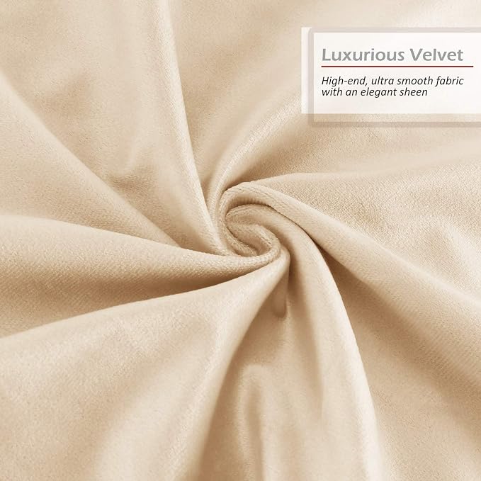 Nestl Throw Pillow Covers, Cozy Velvet Decorative Outdoor Pillow Covers 20X20 Inches, Soft Solid Cushion Covers for Sofa, Bed and Car, Set of 4 - Beige Cream