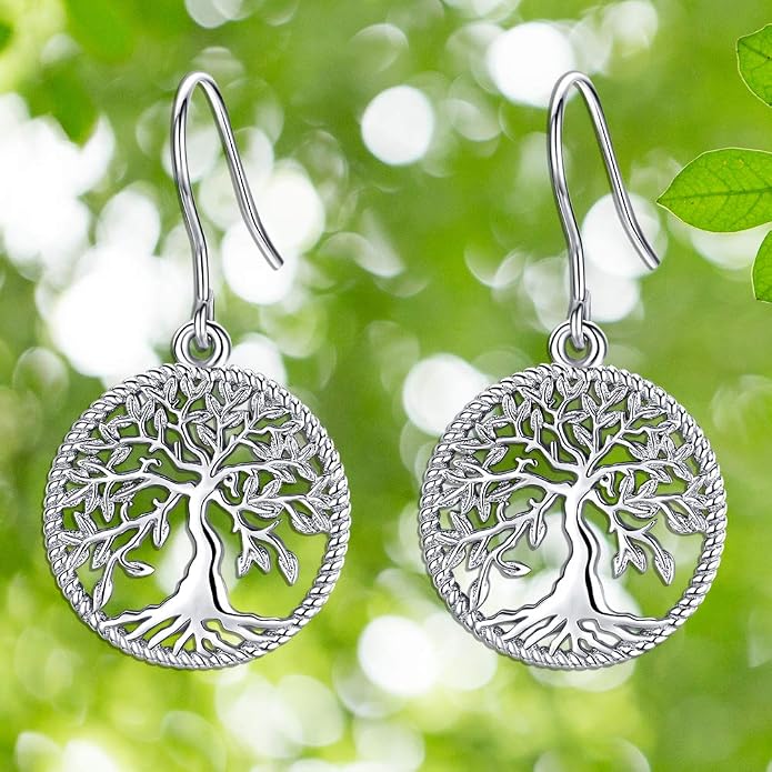 Aniu Tree of Life Earrings for Women Turquoise Malachite Teardrop Dangle Earrings for Women Sterling Silver Anniversary Birthday Drop Dangle Earrings Jewelry Gifts