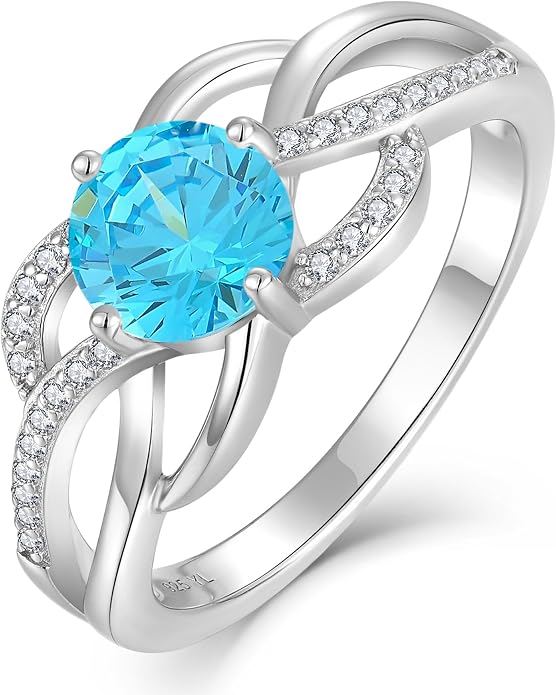 YL Celtic Knot Rings 925 Sterling Silver Twisted Ring Cubic Zirconia Infinity Statement Jewelry for Women