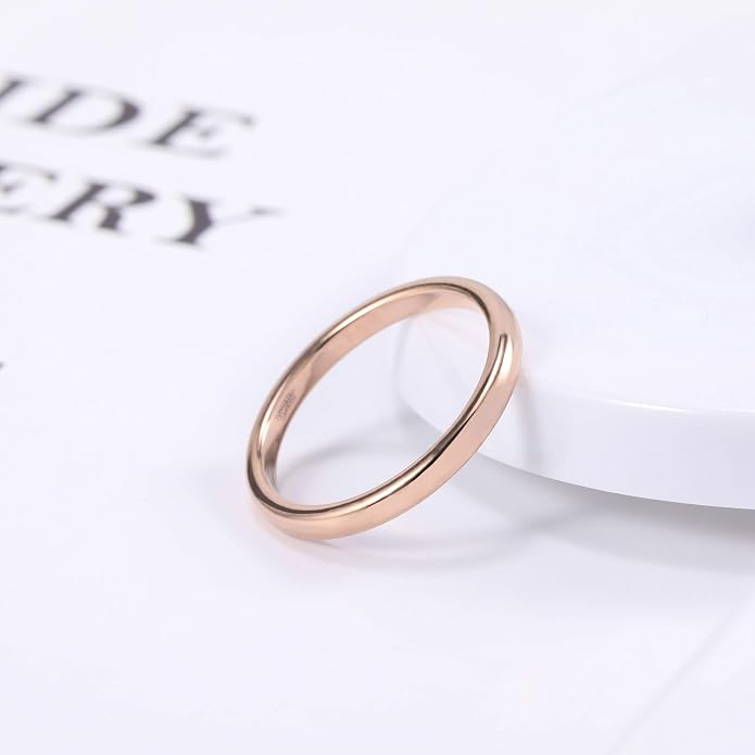 TRUMIUM 2mm 4mm 6mm 8mm Tungsten Wedding Band Ring for Men Women Silver/Rose Gold Plated/Rainbow/Gold Plated Domed High Polish Engagement Promise Rings Comfort Fit 4-15