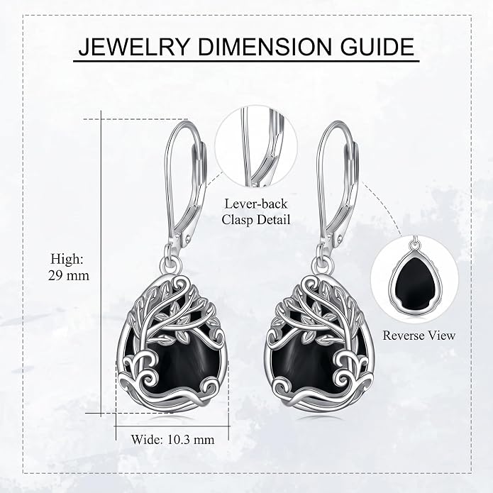 Teardrop Tree of Life/Filigree Earrings for Women Dangle Leverback Earrings Jewelry Gift Anniversary For Her