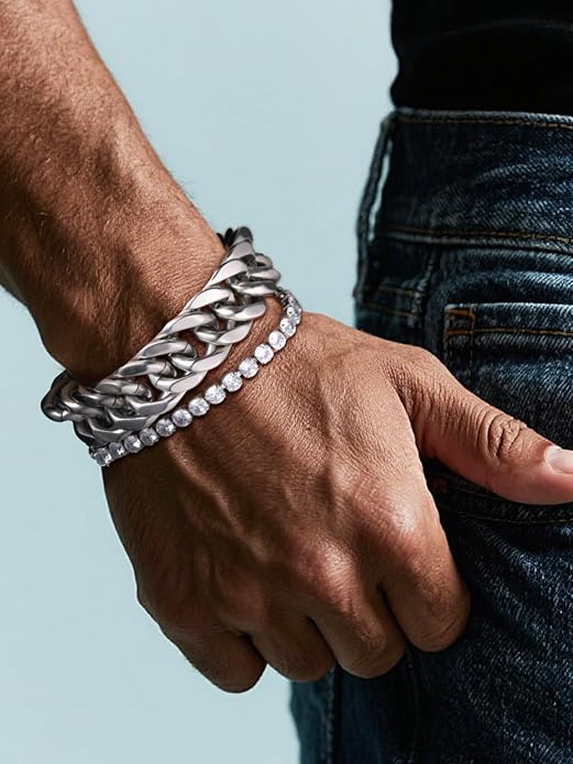 Supcare Unique Anniversary Birthday Valentines Fathers Day Stainless Steel Cuban Link Bracelets for Men Him, To My Man Dad Husband Love Always Remember Wrist Chain Bracelet Jewelry Gifts