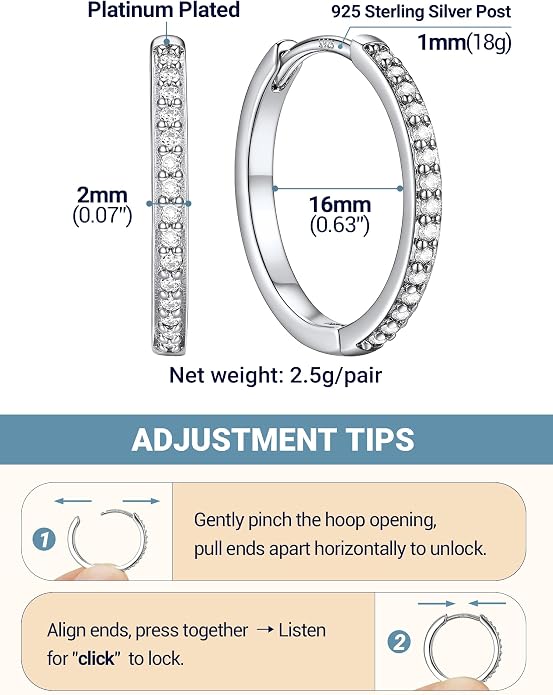 PROSTEEL Hoop Earrings for Women, Huggie Hoop with 925 Sterling Silver Post, 8/10/12/14/16/18/20mm Small Huggie Hoops, 14K Gold Plated/Silver/Black/Rose Gold Hypoallergenic Earrings Jewelry
