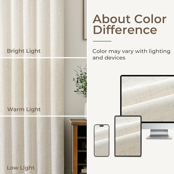CAPALOCA Natural Linen Pinch Pleated Blackout Curtains for Sliding Glass Door, 100% Black Out Extra Wide Curtains 90 Inch Long, Thermal Insulated Drapes for Living Room, 60" W x 90" L, 1 Panel
