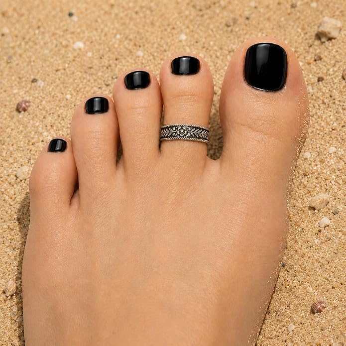 Sterling Silver Toe Ring, Handmade Adjustable Open Band, Minimalist Dainty Summer Beach Foot Jewelry for Women, Can Be Worn as Knuckle or Pinky Ring
