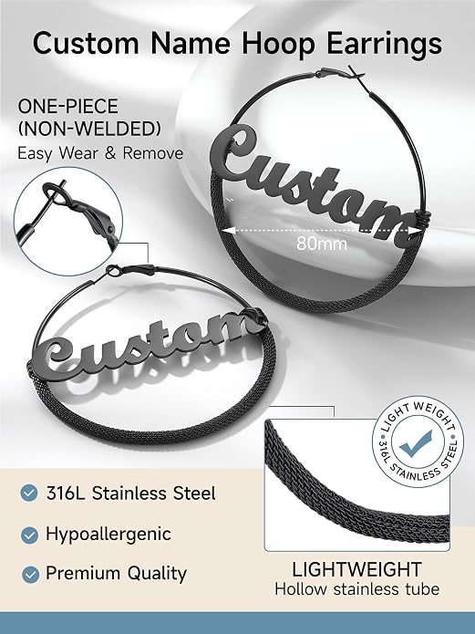 PROSTEEL 30/40/60/80/100mm Chunky Hoop Earrings For Women Gold Plated/Black Stainless Steel Hoops Earrings Statement Jewelry