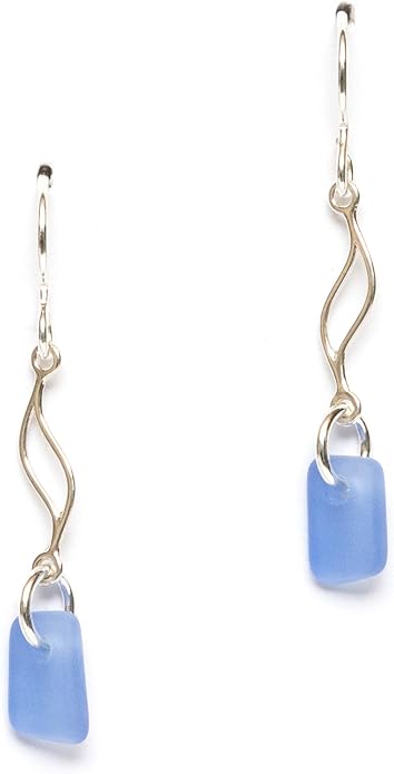Journey Sea Glass Earrings - Sterling Drop Beach Earrings for Women by EcoSeaCo, using sustainable, recycled and repurposed material. Handmade Jewelry in the USA