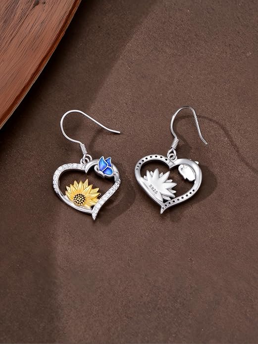 Bee/Butterfly/Dragonfly/Hummingbird/Sunflower Earrings for Women 925 Sterling Silver Sunflower Earrings Hypoallergenic Animal Jewelry Gifts for Women