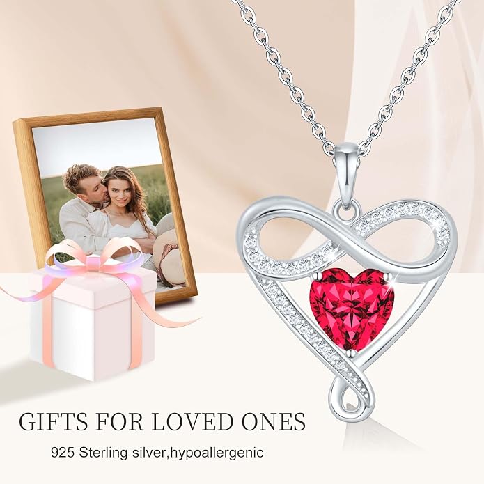 925 Sterling Silver Infinity Necklace - Exquisite Silver Jewelry for Women, Love Heart Necklace for Birthday, Anniversary, Valentine’s Day - Ideal Gift for Girlfriend, Wife, Mom, or Her