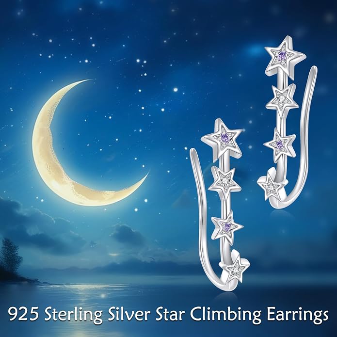 leaf/cherry blossom/purple orchid/celtic knot earrings Ear Climber Crawler Cuff Sterling Silver Wrap Earrings for Women