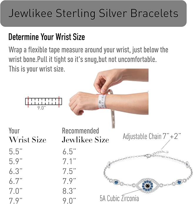 Blue Evil Eyes Link Bracelet, Evil Eye Earrings, S925 Sterling Silver Dainty Cubic Zirconia Adjustable Link Lobster Claw Clasp Chain Jewelry