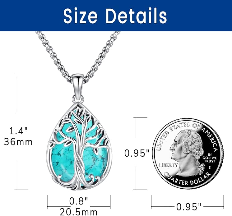 Turquoise Jewelry for Women Men 925 Sterling Silver Pendant Urn Necklaces for Ashes Picture Locket Necklace Thor Hammer Yggdrasil Virgen De Guadalupe St Michael Christopher Judas Witches Knot Necklace