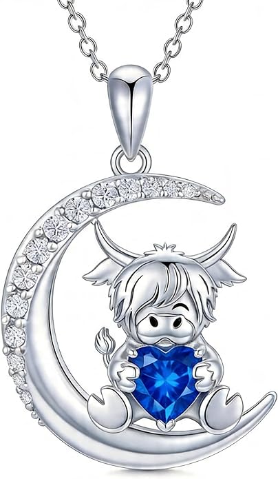 PROESS Animal Birthstone Necklace 925 Sterling Silver Otter/Axolotl/Hippo/Elephant/Dachshund/Monkey/Red Panda Pendant Necklace Animal Birthstone Jewelry Gifts for Women