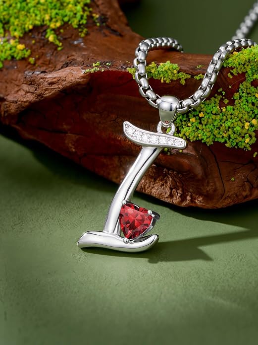 Birthday Gifts for Women Alphabet A to Z Initial Birthstone Pendant Necklaces for Women - 18k White Gold Plated Personalized Name Jewelry Anniversary Graduation Gifts for Wife Her Daughter Girlfriend(with Gift Box)