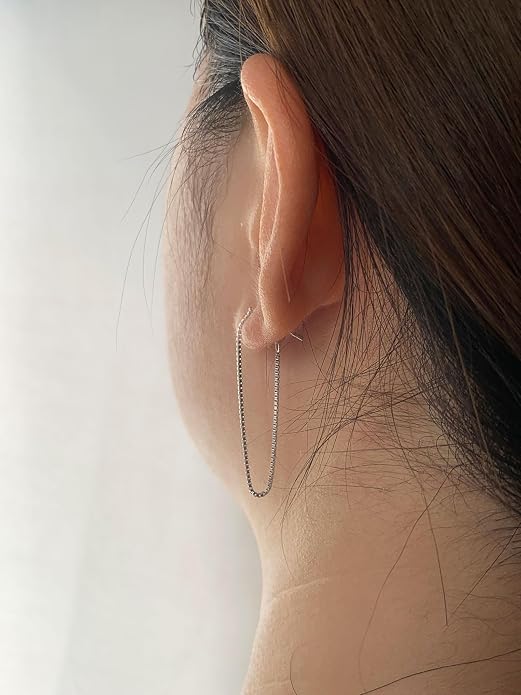 Tassel Earrings for Women Gold Plated Silver Chain Earrings Dainty Minimalist Dangle Drop Studs