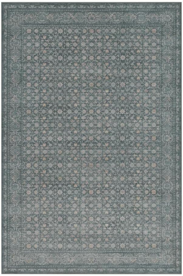 9x12 Washable Area Rug for Living Room, Extra Large Vintage Boho Rugs for Dining Room, Kids Room, Farmhouse, Durable Low Pile Non Slip Carpet for High Traffic Areas, Soft Blue
