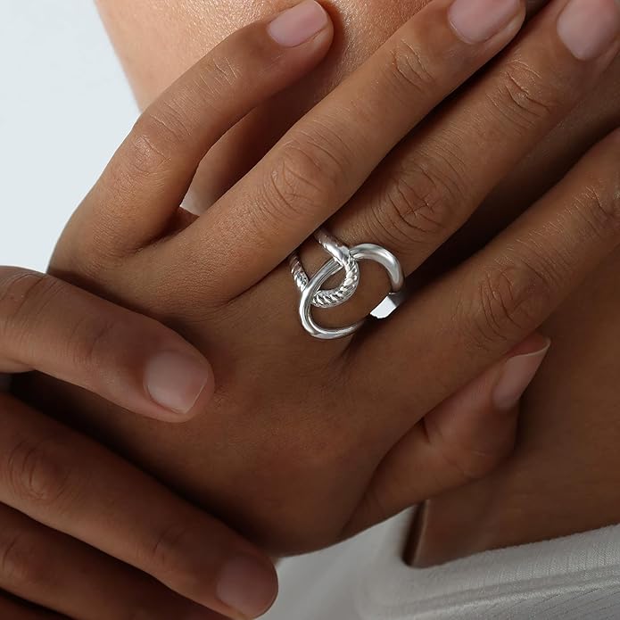 925 Sterling Silver Ring Minimalist Adjustable Rings Band Handmade Rings for Women Girls