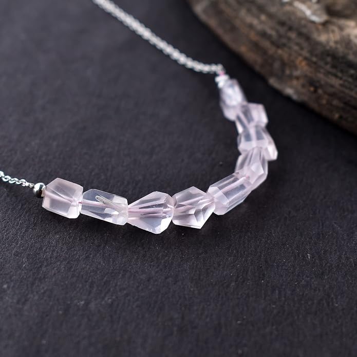 Natural Gemstone Dainty Pendant Necklace for Women Handmade Crystal Jewelry 925 Sterling Silver 18 Inch Chain Healing Chakra Christmas Birthday Gift for Her
