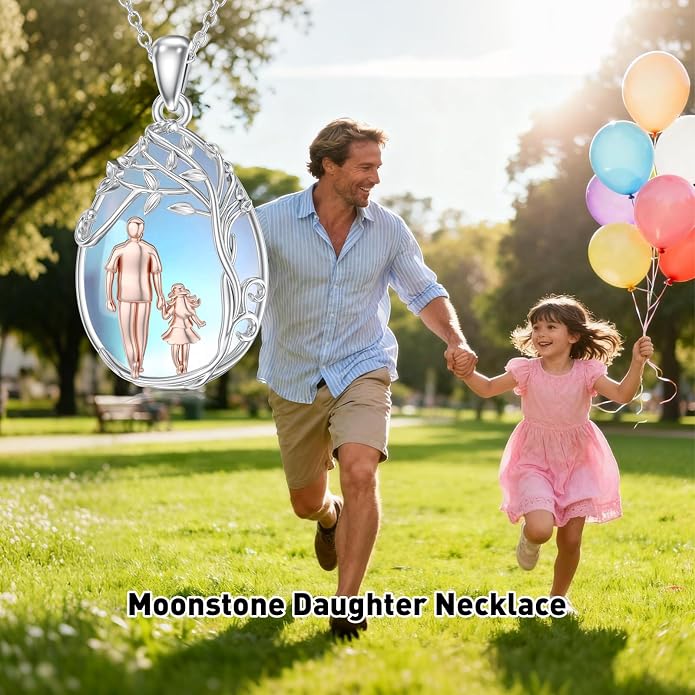 PROESS S925 Sterling Silver Daughter Heart Pendant Necklace from Dad Mom I Love You Forever Jewelry
