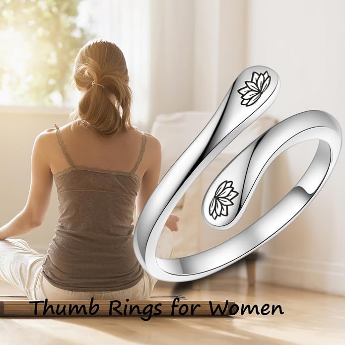 Fookduoduo 925 Sterling Silver Ring Inspirational Jewelry adjustable Wrap Open Rings for Women