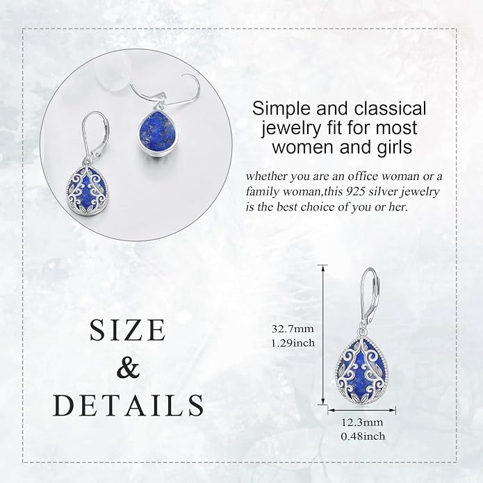 Teardrop Earrings Sterling Silver Filigree Irish Celtic Teardrop Drop Earrings Jewelry Gifts For Women