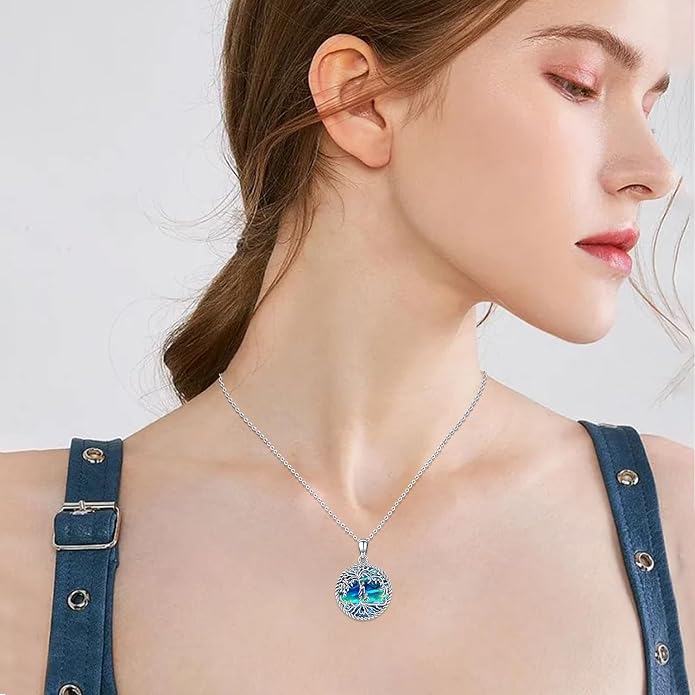 Odinstone Tree of Life Necklace, Sterling Silver Pendant for Women Family Tree Necklaces Jewelry for Mom/Wife/Grandma(With Fine Gift Box)
