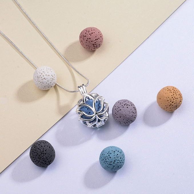 Essential Oil Diffuser Necklaces & Earrings Set, Women Aromatherapy Jewelry with Lava Rock Stones