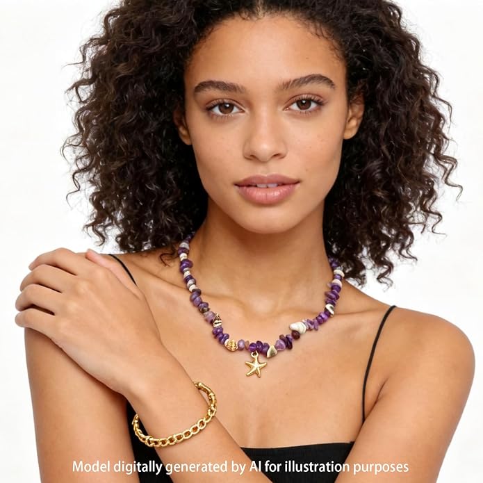 14K Gold Plated Paper Clip Chain Link Necklace Satellite Cross Key Starfish Turquoise Heart Necklace for Women