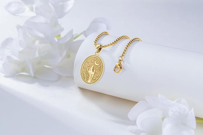 Hecate Wiccan Triple Moon Goddess Necklace Tetragrammaton Nudo De Bruja Plata 925 Original Sterling Silver Cat Moon Pendant Hekate Witch Necklace Amulet Witchy Jewelry Gifts for Women Men
