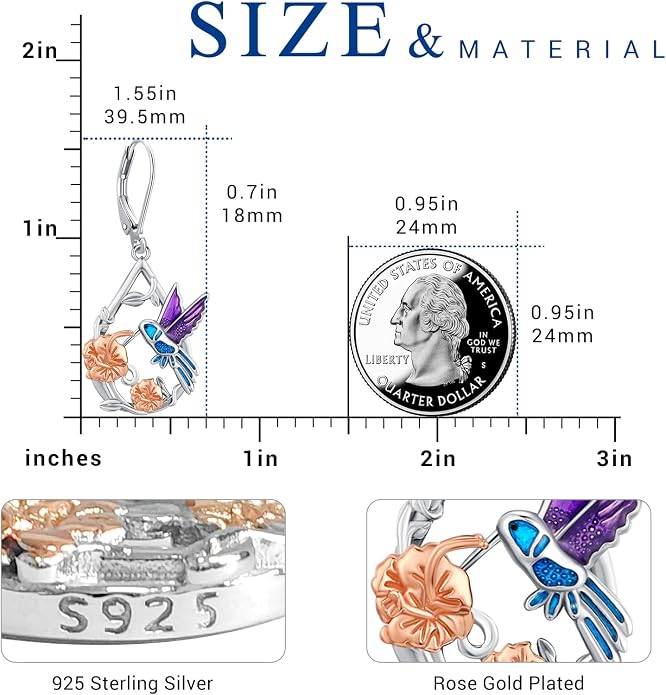 Eusense Sterling Silver Dangle Earrings for Women Tree of Life Animals Moonstone Turquoise Leverback Earrings Jewelry Gifts