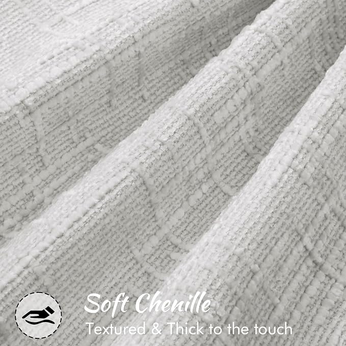 decorUhome Chenille Throw Pillow Covers 20x20 Set of 2,Light Grey | Soft Texture, Slubby Modern Design, Flange Edges, Cozy Accent Pillow Covers for Couch, Sofa, Bed, Living Room